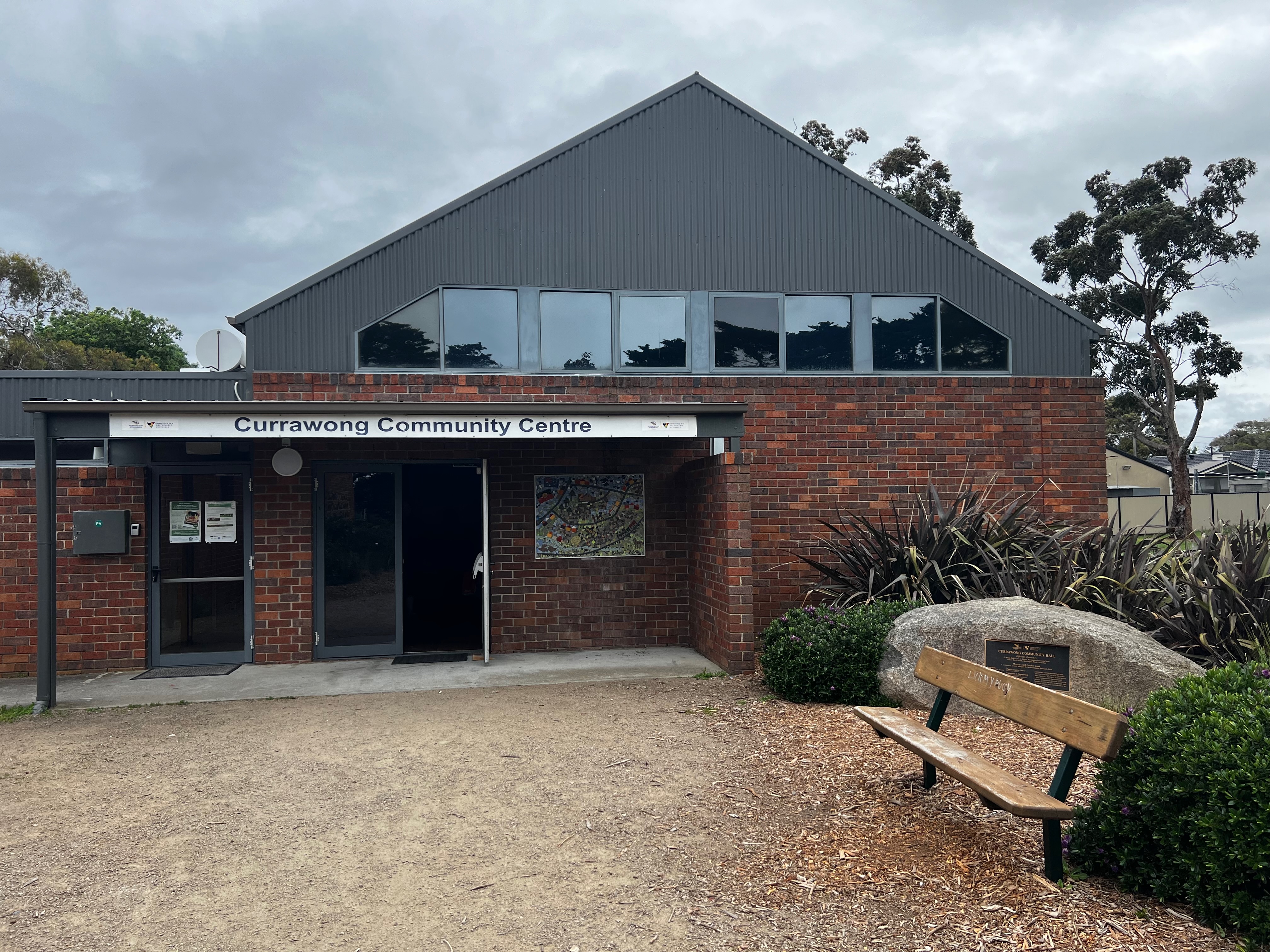 The front entrance into the Currawong Community Centre Hall